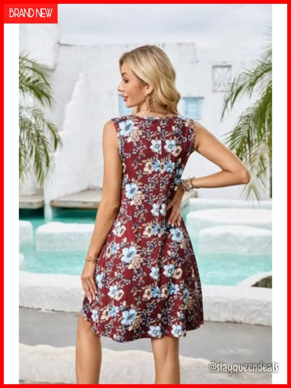 Sleeveless Swing Dress with Pockets Casual Summer Sundress